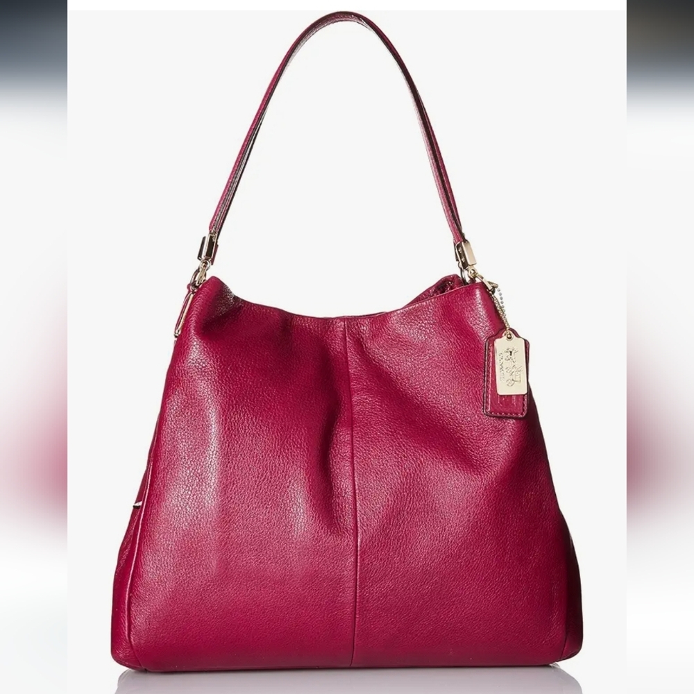 🔥COACH Madison Phoebe, Classic Red Pebbled Leather/Gold Hardware, Nearly New!